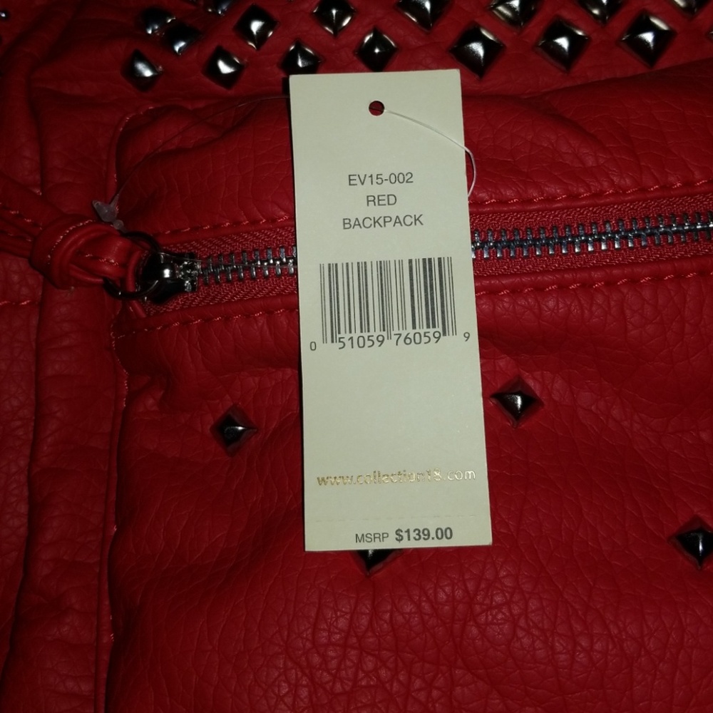 Red studded backpack - Picture 4 of 5